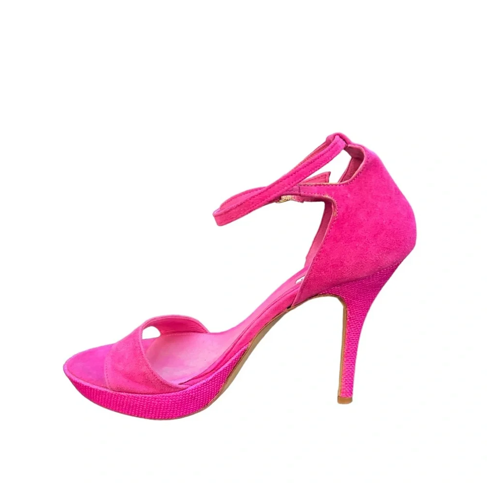 Charles David Made in Italy Pink Suede Leather Platform Stiletto Heel Sandal